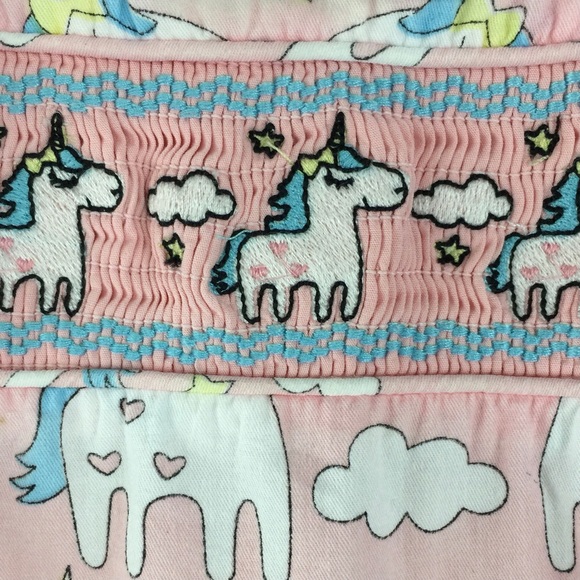 Smocked Unicorn Romper 6-12M - Picture 3 of 13